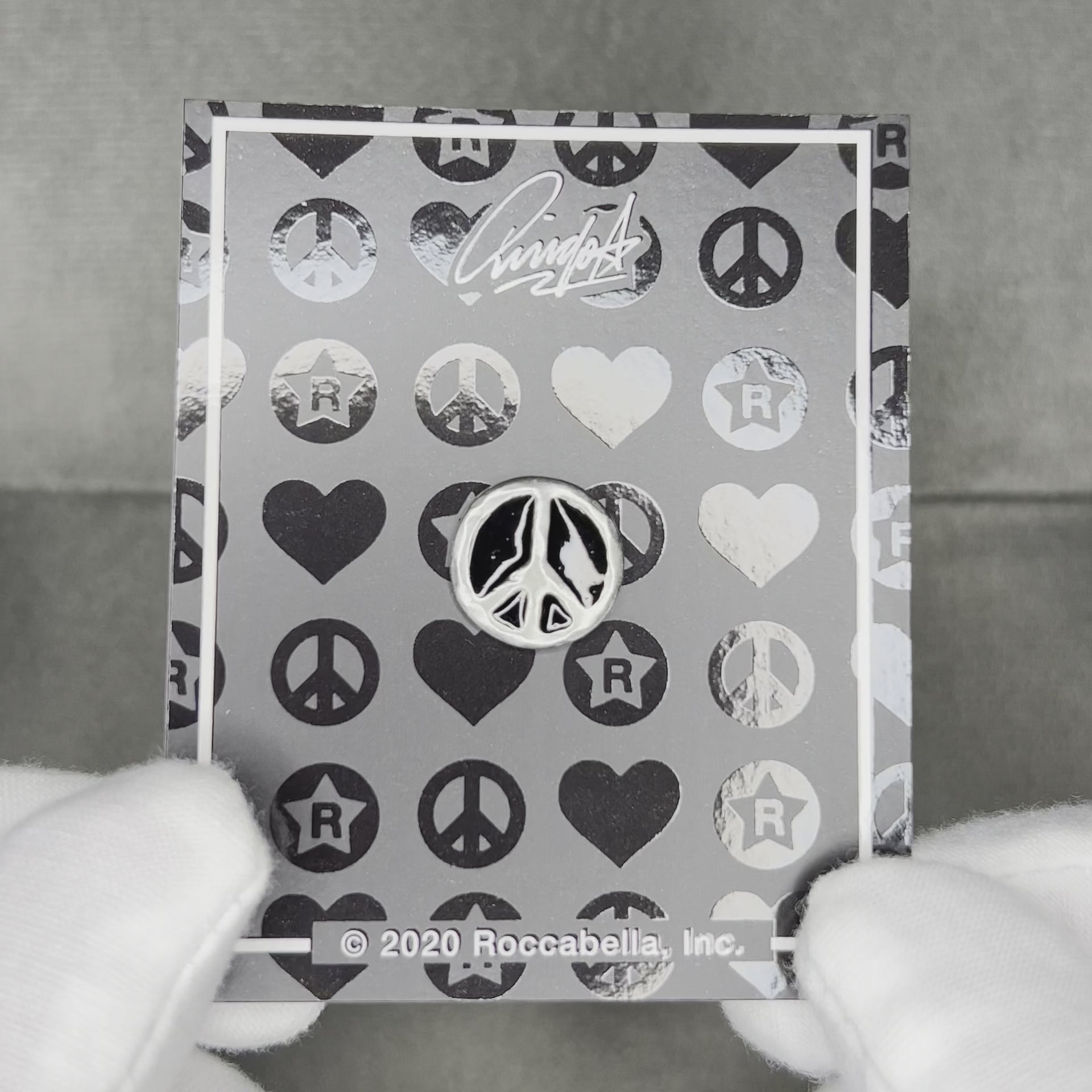 The Ringo Starr peace pin. Pewter with enamel fill, made in Los Angeles, CA
